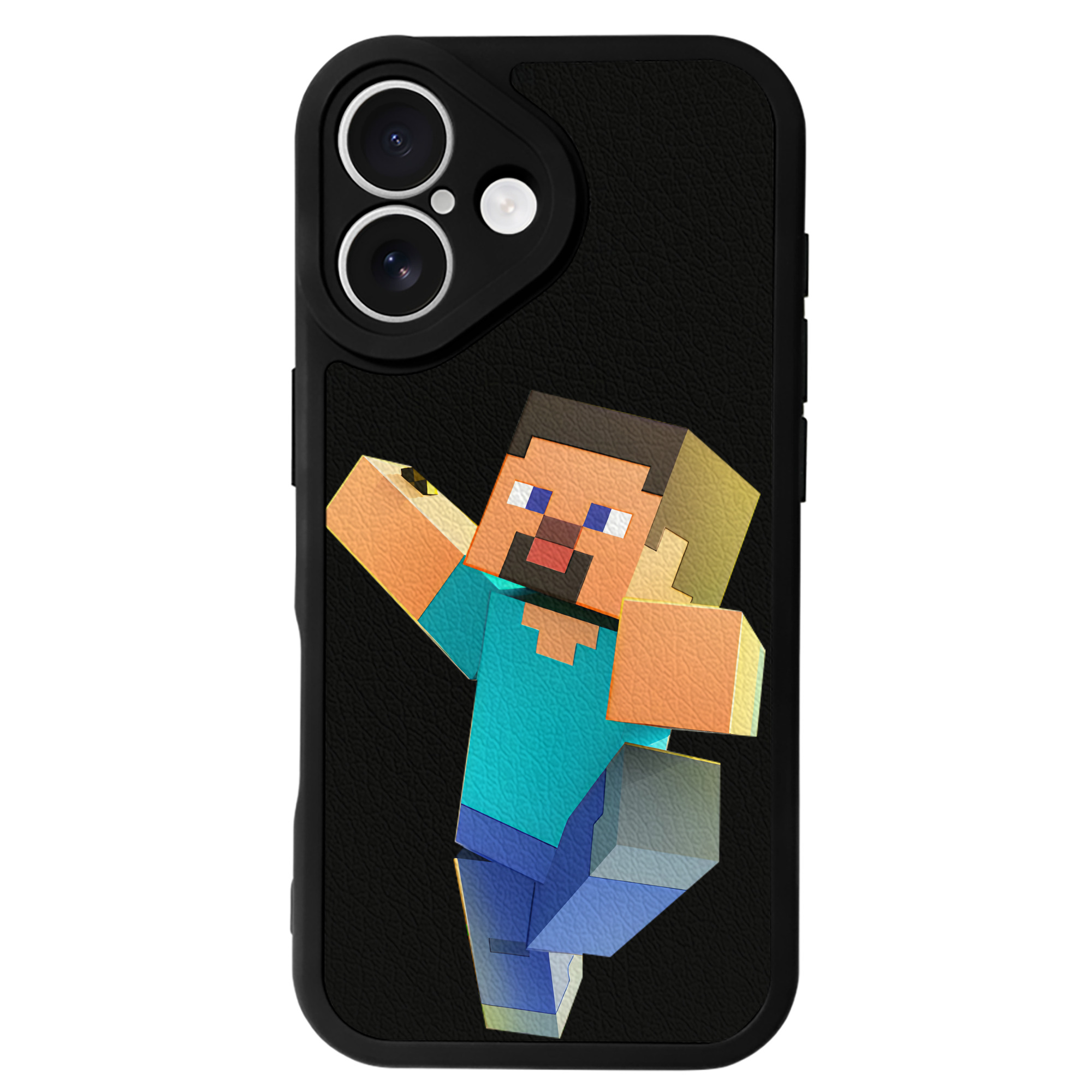 （画像用） マインクラフト ブロックの世界 Minecraft MC Block world 【iPhone 16シリーズ対応】シリコンスマホケース（レザー調） 材質：シリコン